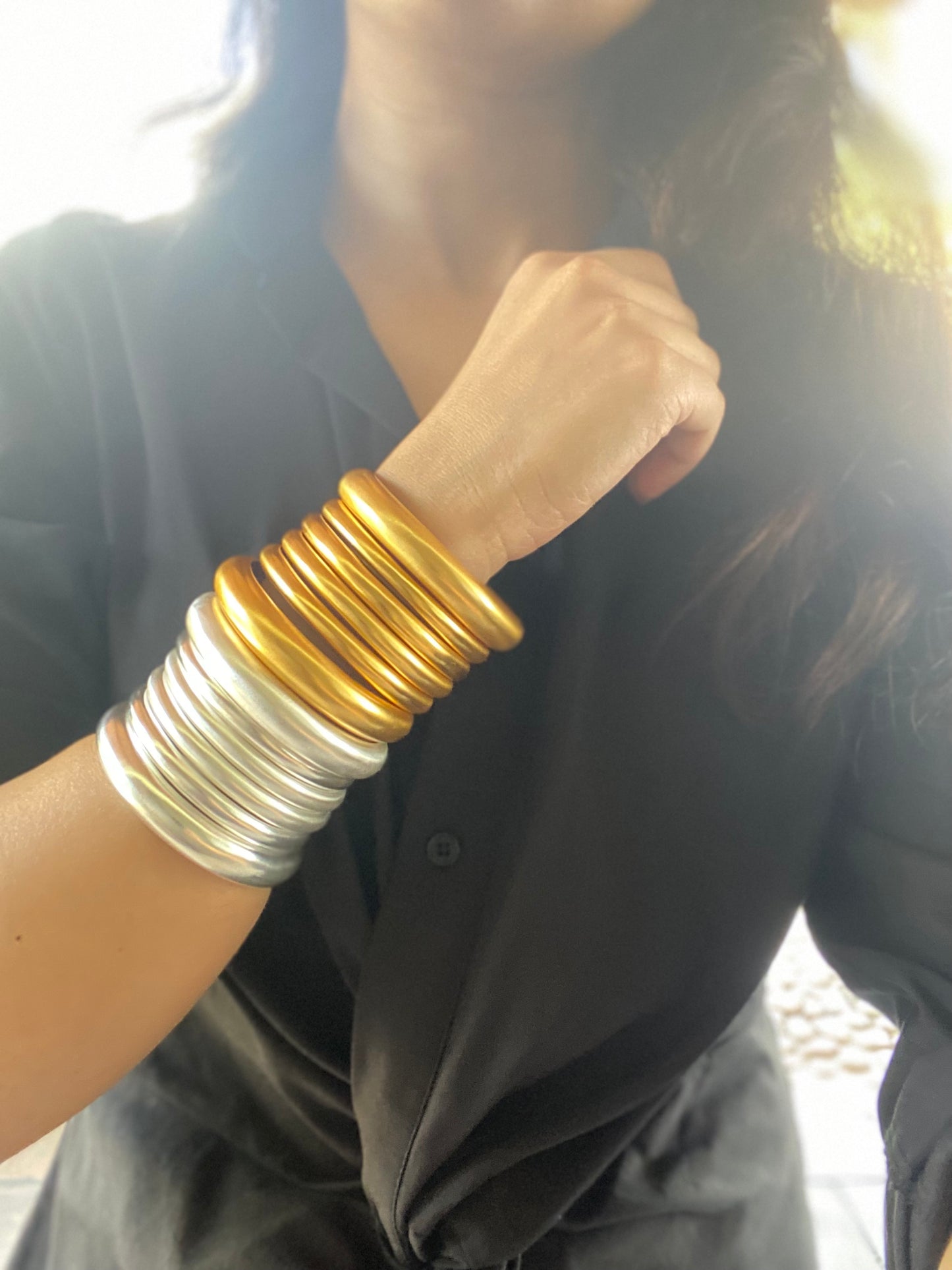 Silver Cosmic Bangle-Thin