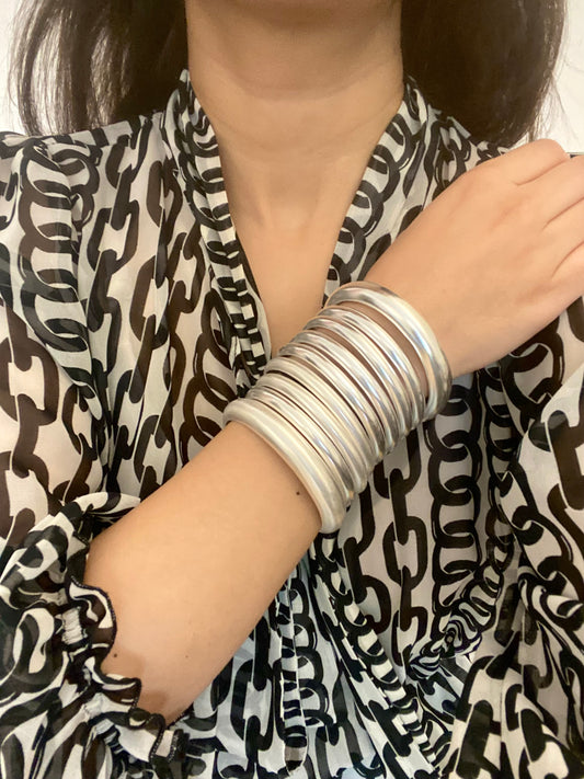 Silver Cosmic Bangle-Thin
